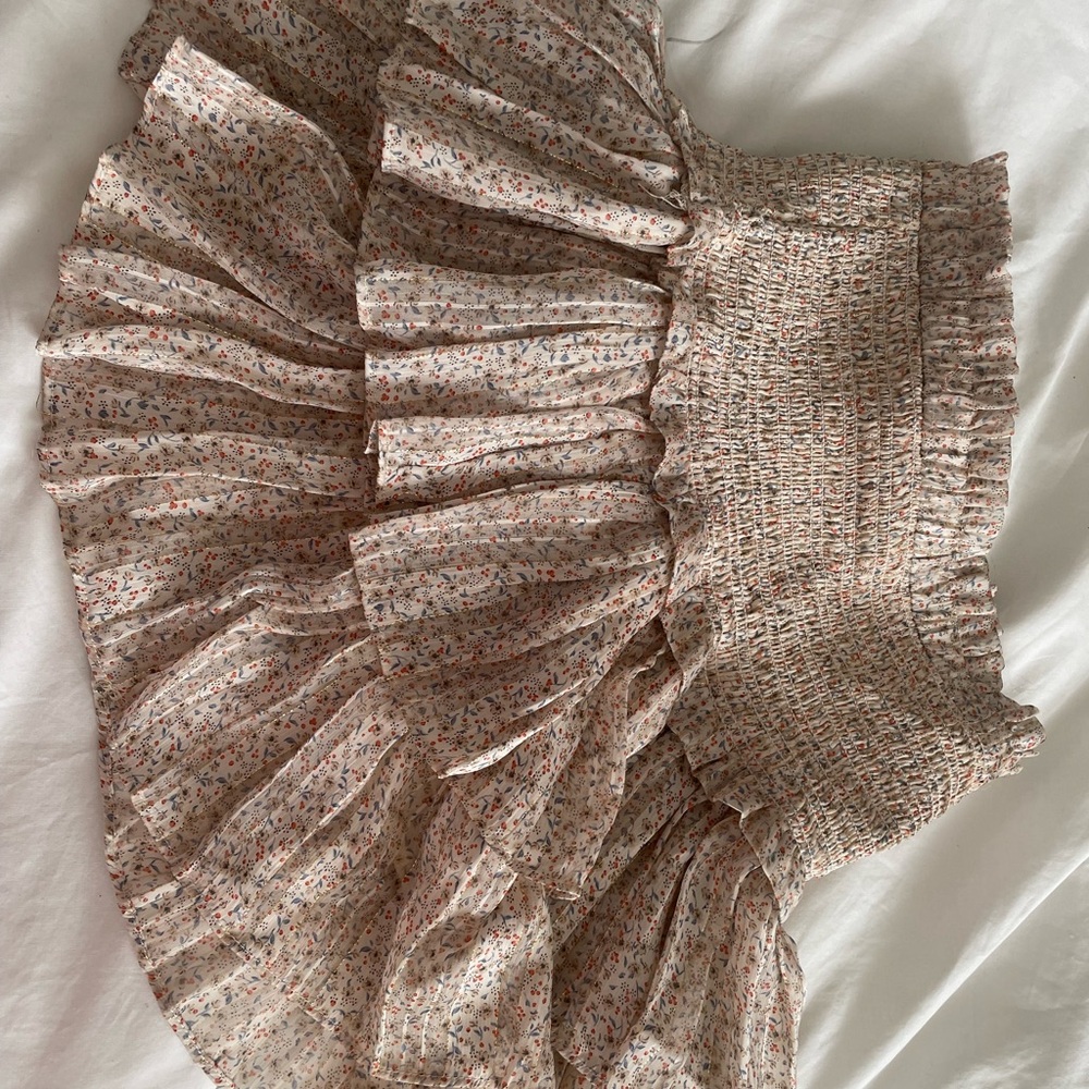 Orange Cream Bubble Mini Skirt with Ruffled Tiers